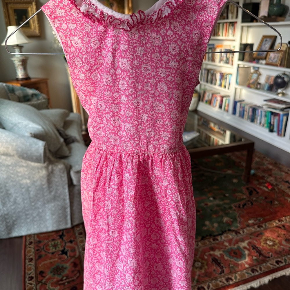 Girls' Pink Floral-Print Sleeveless Formal Dress